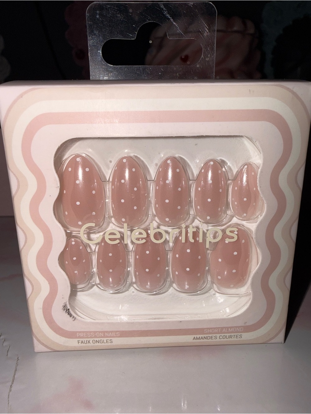 Celebritips Short Almond Press-On Nails in Pink Polka Dot